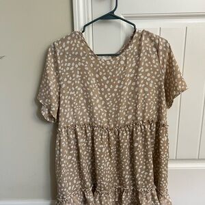 Tan Flutter Sleeve Tiered Blouse